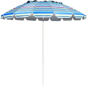 Costway - Parasol de Plage Inclinable 2,45 m Protection upf 50+ Baleines en Fibre de Verre avec Sac Pied Amovible Bleu - Publicité