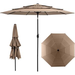 Costway - Parasol de Terrasse 3M à 3 Niveaux, Parapluie d'extérieur Double Ventilé Inclinaison à Bouton-poussoir, 8 Baleines Robustes Manivelle Manuelle pour Plage Terrasse Jardin, Café - Publicité