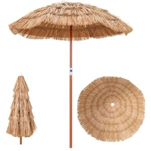 Costway - Parasol de terrasse en chaume, parasol tiki hawaïen de 155 cm avec sac de transport, design inclinable, parasol de plage tropical pour terrasse de plage, jardin, piscine - Publicité
