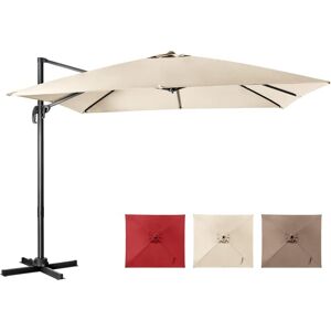 Costway - Parasol Déporté Inclinable 3x3M avec Base Croisée Rotatif à 360°,Manivelle,8 Baleines,Event pour Jardin,Terrasse,Beige - Publicité