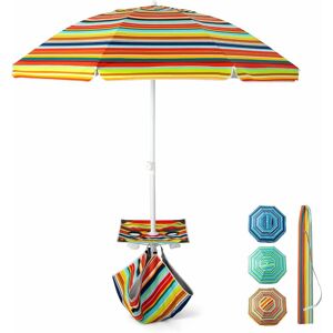 Parasol Jardin Inclinable 192cm avec Table Porte-gobelet et Sac de Sable Détachable 23KG Sac de Transport pour Plage Coloré - Costway - Publicité