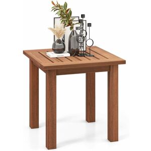 Costway - Table d'Appoint Extérieure en Bois Dur Charge 35KG, Table Basse de Jardin Carrée avec Plateau à Lattes, pour Patio Terrasse Cour 45 x 45 x 43 cm, Naturel - Publicité