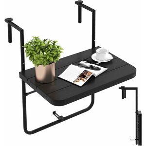 Table de Balcon Suspendue Pliable avec Hauteur 73/78,5/84CM, Table Rabattable en Hips et Métal avec Revêtement Anti-Rouille Charge 30KG pour Balcon Jardin, Noir - Costway - Publicité