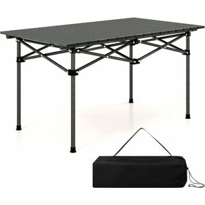 COSTWAY Table de Camping Pliante Portable Aluminium 4-6 Personnes 95 x 55CM Charge 60KG Table Pique-Nique avec Sac de Transport Noir - Publicité
