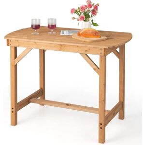 Table de Salle à Manger Extérieure en Bois de Sapin, Table de Jardin avec Trou de Parapluie de 4CM pour 4-6 Personnes, pour Pelouse Jardin Intérieur Charge 180KG, Naturel - Costway - Publicité