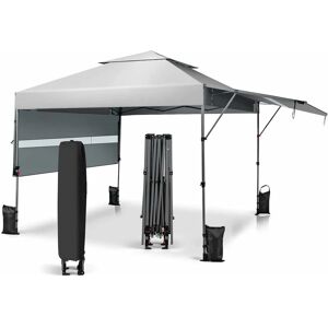 Costway - Tonnelle de Jardin Pliable 3x3m avec Double Auvents 1,25x3cm, Tente de Jardin 2 Roulettes Sacs de Sable 3 Hauteurs Réglable pour Marché - Publicité