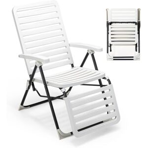 COSTWAY Transat Jardin Extérieur Dossier Réglable 7 Niveaux, Chaise Longue Pliante Cadre Métal Repose-Pied, Fauteuil Relax Jardin Inclinable Bain de Soleil - Publicité