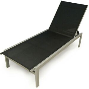 Dmora - Chaise longue en aluminium et textilène, couleur noire, Dimensions 69 x 37 x 194 cm - Publicité