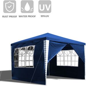 Tente Pavillon Camping Mariage Tente de fête Pavillon de jardin Tente de fête Bâche pe 3x3m Bleu - Bleu - Einfeben - Publicité