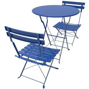 HALOYO Ensemble bistrot 2 chaises + table pliante pour le jardin, le balcon, la varanda et la terrasse bleu - Publicité