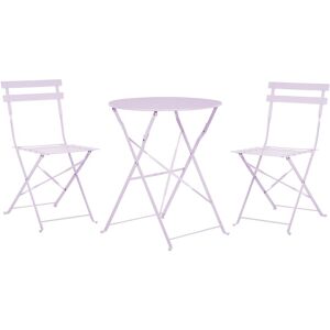 BELIANI Salon de Jardin Bistrot Table et 2 Chaises en Acier Violet avec Patins Fiori - Publicité