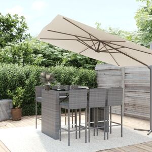 Vidaxl - Ensemble de bar de jardin 7 pcs avec coussins gris poly rotin - Publicité