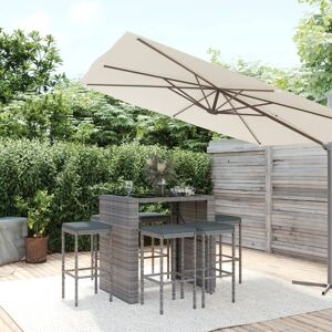 Vidaxl - Ensemble de bar de jardin 7 pcs avec coussins gris poly rotin - Publicité