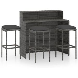 VIDAXL Ensemble de bar de jardin avec coussins 4 pcs Gris - Publicité