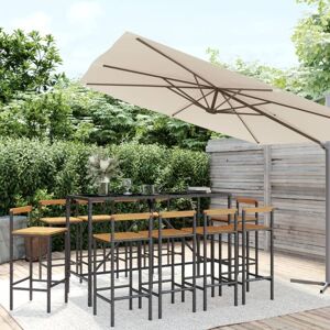 Vidaxl - Ensemble de bar jardin 11pcs noir poly rotin/bois massif acacia - Publicité