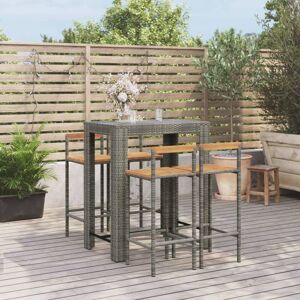 VIDAXL Ensemble de bar jardin 5 pcs gris poly rotin/bois massif acacia - Publicité