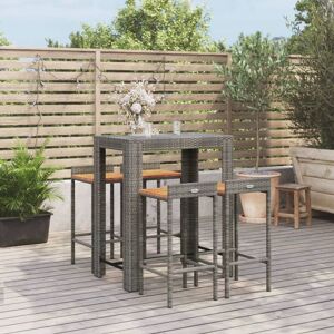 Vidaxl - Ensemble de bar jardin 5 pcs gris poly rotin/bois massif acacia - Publicité