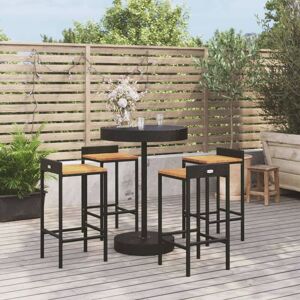 Vidaxl - Ensemble de bar jardin 5 pcs noir poly rotin/bois massif acacia - Publicité