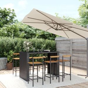 Vidaxl - Ensemble de bar jardin 7 pcs noir poly rotin/bois massif acacia - Publicité