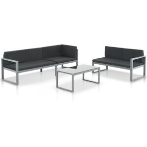 VIDAXL Salon de jardin 3 pcs et coussins Aluminium Noir - Publicité