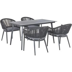 Set de Jardin ou Terrasse Table 80 x 140 cm et 4 Chaises Aluminum Gris Résistant et Durable au Style Traditionnel et Intemporel Beliani - Publicité