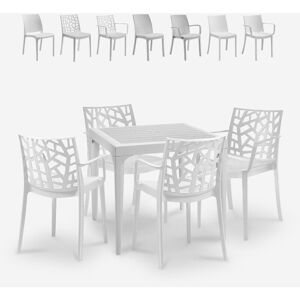 BICA Salon de jardin table 80x80cm + 4 chaises blanches Provence Light Chaises Modèle: Matrix Armchair - Publicité