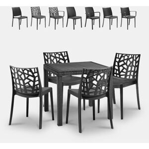 BICA Salon de jardin table carrée 80x80cm rotin + 4 chaises noir Nisida Dark Chaises Modèle: Matrix - Publicité