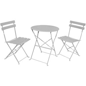 AKORD Ensemble de meubles orion pour balcon : Table ronde & 2 chaises en gris chic - Publicité