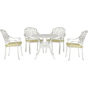 Beliani - Set de Jardin Table et 4 Chaises Aluminium Blanc Coussins Jaunes Ancona - Publicité