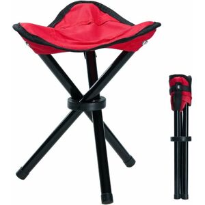 Ensoleille - Petit tabouret d'extérieur portable pliable en toile à 3 pieds pour randonnée, camping, pêche, pique-nique, plage, barbecue, voyage, jardin (rouge) - Publicité