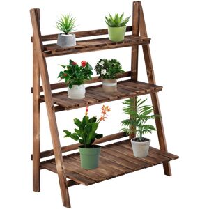 Outsunny - tagère à plantes forme pyramidale échelle pliante avec 3 étagères - dim. 80L x 37l x 93H cm - bois sapin traité carbonisation - Publicité