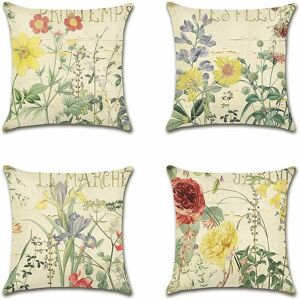 Aiducho - Extérieur Housse De Coussin, Lot De 4 Imperméable Fleur Jaune Motif Canapé Taie D'oreiller Pour Patio Jardin Salon Chambre Décoration, - Publicité