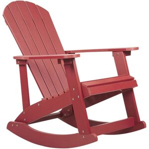 BELIANI Fauteuil à Bascule de Jardin avec Lattes en Bois Synthétique Rouge Adirondack - Publicité