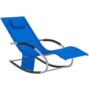 SOBUY OGS28-KB Bain de Soleil Chaise Longue Fauteuil à Bascule avec Appui-tête et Pochette latérale et Repose-Pieds Transat de Jardin Rocking Chair - Publicité