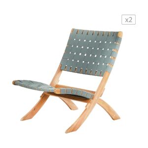 BEAU RIVAGE Lot de 2 fauteuils de jardin matera en bois d'acacia blanchi 100% fsc et corde verte - Vert - Publicité