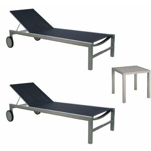 garbar CUBIC Chaise Longue-Table Auxiliaire Extérieur Set 2+1 Gris - Gris - Publicité