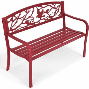 Goplus - Banc de Jardin en Acier, Dossier Ergonomique avec Motif a l'Oiseau en Fer Forge, 2-3 Places, avec Accoudoirs et Dossier Ergonomique, Charge Max. 280KG, pour Jardin, Balcon, Terrasse, Rose - Publicité