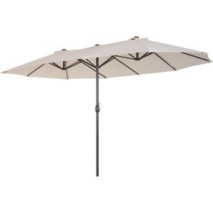 Outsunny Parasol de jardin XXL parasol grande taille 4,6L x 2,7l x 2,4H m ouverture fermeture manivelle acier polyester haute densité crème - Crème - Publicité