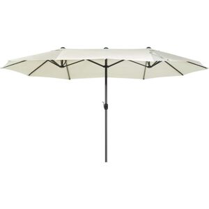 Beliani - Parasol xl de Jardin ou de Terrasse Blanc Beige avec Pied Central Noir, Toile 270 x 460 cm Anti uv et Mécanisme d'Ouverture Facile - Publicité