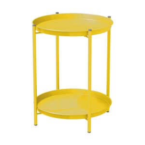 Grand Patio - table d'appoint 2 étages, petite table à café en métal, résistante aux intempéries, table d'extrémité ronde pour patio, extérieur, salon, chambre à coucher (jaune) - Publicité