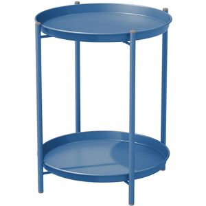 Grand Patio - table d'appoint 2 étages, petite table à café en métal, résistante aux intempéries, table d'extrémité ronde pour patio, extérieur, salon, chambre à coucher (Bleu paon) - Publicité