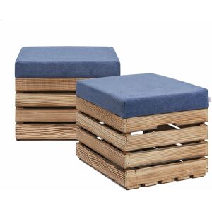 Coffre-Siège en Bois - Siège avec Coussin Rembourré Pouf en bois:Lot de 2, bleu - Grandbox - Publicité