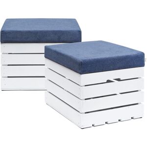 Coffre-Siège en Bois - Siège avec Coussin Rembourré Pouf en bois:Lot de 2, bleu - Grandbox - Publicité