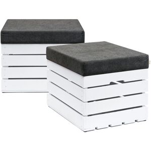 Coffre-Siège en Bois - Siège avec Coussin Rembourré Pouf en bois:Lot de 2, anthracite - Grandbox - Publicité