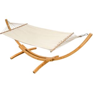 Hamac xxl avec Support en Bois Naturel Chaise Longue Suspendue pour Jardin Beige - beige - Amanka - Publicité