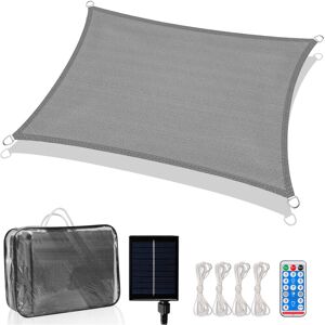 Voile d'ombrage Rectangulaire Leds solaires 3x2M Hydrofuge Auvent Extérieur Soleil imperméable Anti-UV pour Jardin Terrasse + Adaptateur Gris - Hengda - Publicité