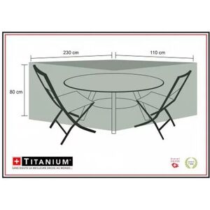 TITANIUM Housse de protection pour table ovale + chaises 230 x 110 x 80 cm - Noir - Publicité