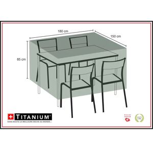 TITANIUM Housse de protection pour table rectangulaire + chaises 180 x 150 x 85 cm - Noir - Publicité