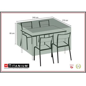 TITANIUM Housse de protection pour table rectangulaire + chaises 240 x 170 x 85 cm - Noir - Publicité