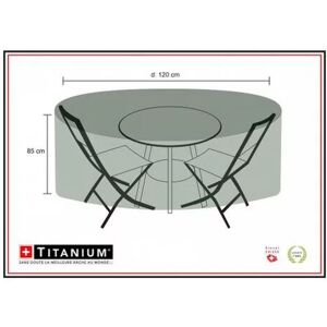 TITANIUM Housse de protection pour table ronde + chaises 120 x 120 x 85 cm - Noir - Publicité